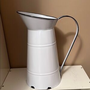 White Metal Pitcher with Black Trim